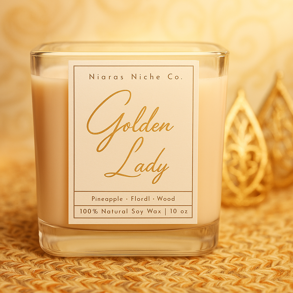 Golden Lady Pineapple Scented Candle - 10 oz Soy Wax Candle - Floral & Woodsy