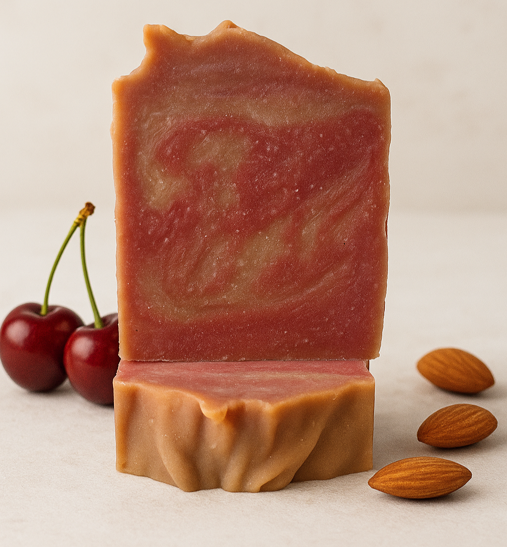 Cherry Almond Cold Process Soap – Creamy Coconut Milk & Nourishing Oils| 4.25mg Bar